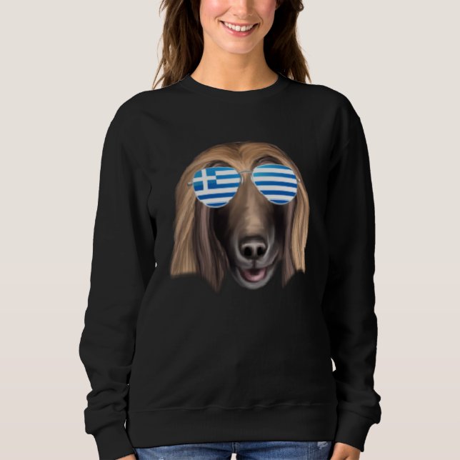 Greek Flag Afghan Hound Dog Greece Pocket T Shirt (Framsida)