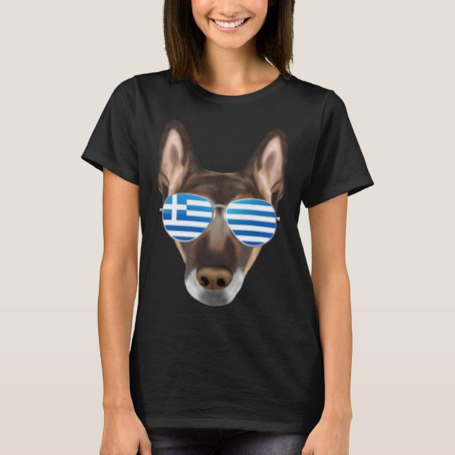 Greek Flag Belgian Malinoi Dog Greece Pocket T Shirt (Framsida)
