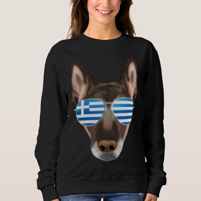 Greek Flag Belgian Malinoi Dog Greece Pocket T Shirt (Framsida)