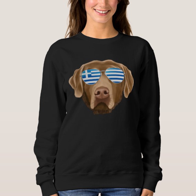 Greek Flag Chesapeake Bay Retriever Dog Greece Poc T Shirt (Framsida)