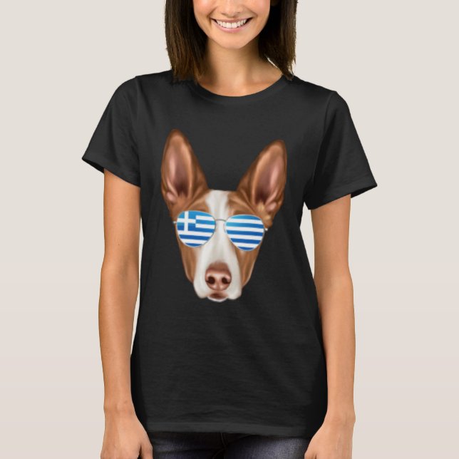 Greek Flag Ibizan Hound Dog Greece Pocket T Shirt (Framsida)