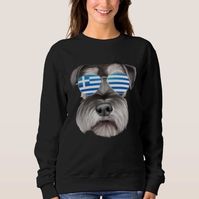 Greek Flag Miniature Schnauzer Dog Greece Pocket T Shirt (Framsida)