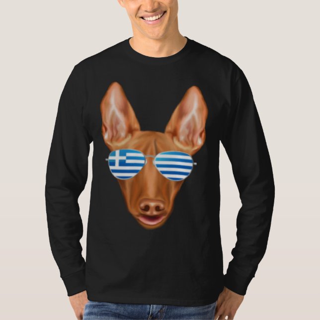 Greek Flag Pharaoh Hound Dog Greece Pocket T Shirt (Framsida)
