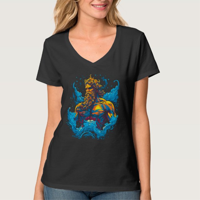 Greek God Poseidon Greek Mythology Neptune T Shirt (Framsida)