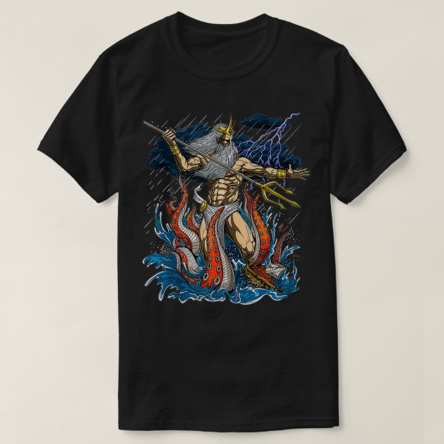Greek God Poseidon Trident Ancient Greek Mythology T Shirt (Design framsida)
