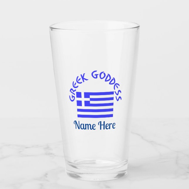 Greek Goddess and Flag of Greece Personalized  Glaskopp (Framsida)