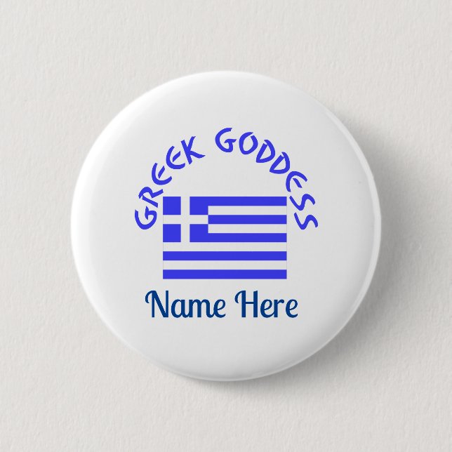Greek Goddess and Flag of Greece Personalized  Knapp (Framsida)