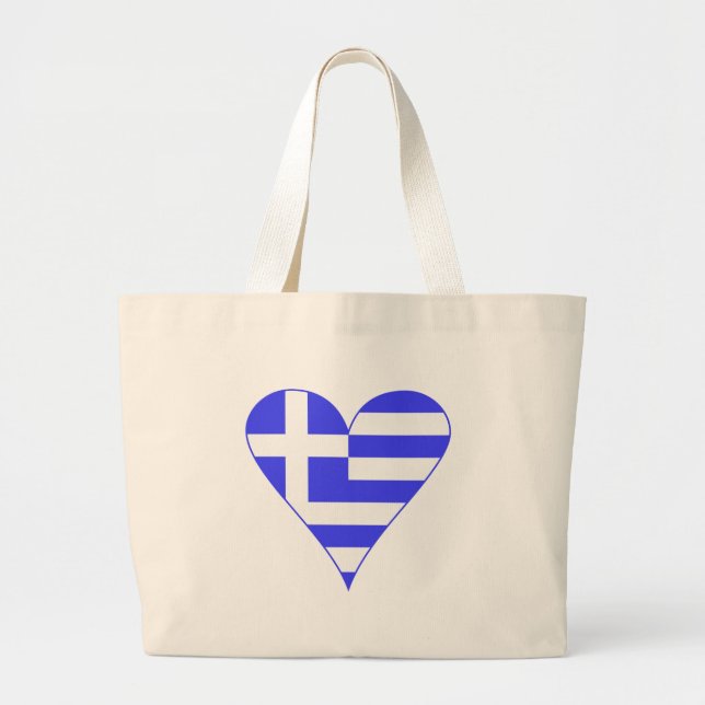 Greek Heart Flag Funky Jumbo Tygkasse (Framsidan)