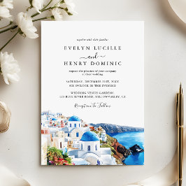 Greek Island Santorini Watercolor Greece Wedding Inbjudningar