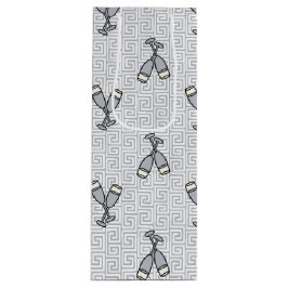 Greek Key Celebration Toast - Silver & White