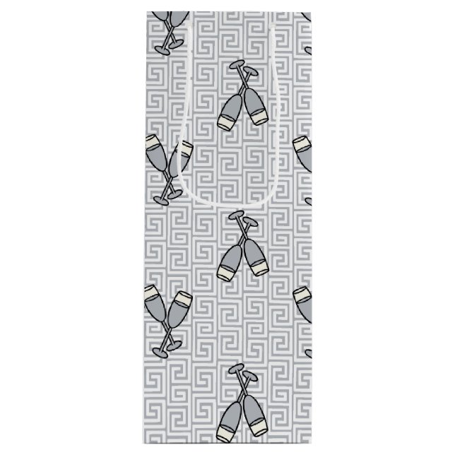 Greek Key Celebration Toast - Silver & White (Framsidan)