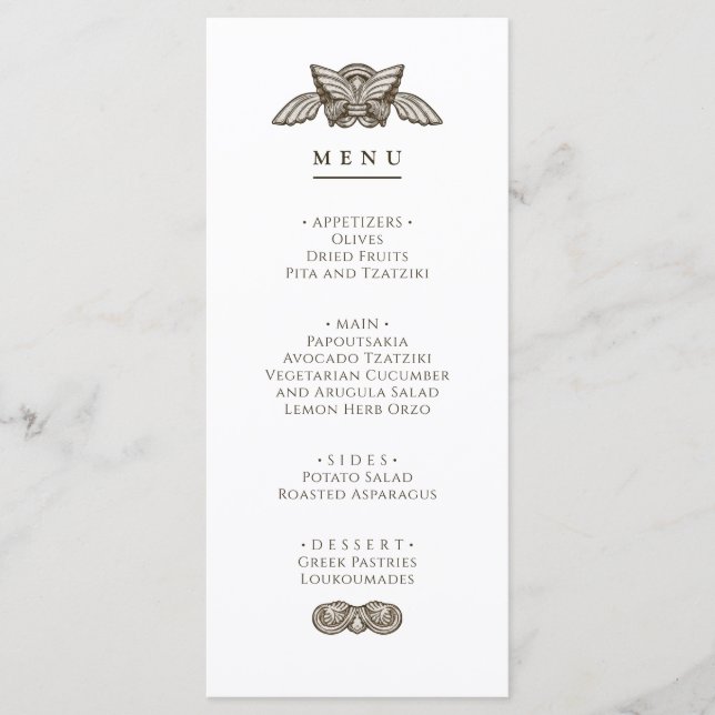Greek menu party table Sign with stone elements Meny (Framsida)