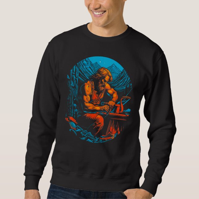 Greek Mythology God of Fire Hephaestus Lång Ärmad Tröja (Framsida)