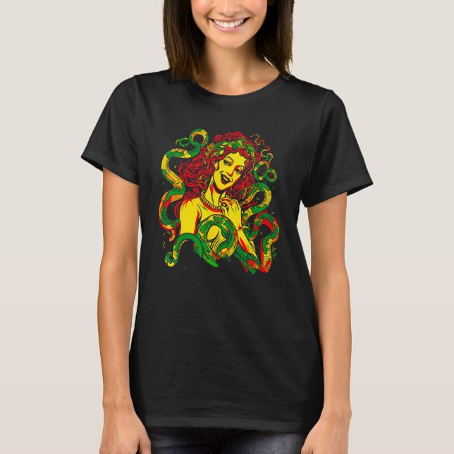 Greek Mythology Medusa Snake T Shirt (Framsida)