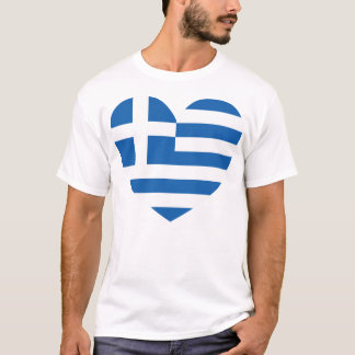 Greek Pride Flag Love Heart T Shirt