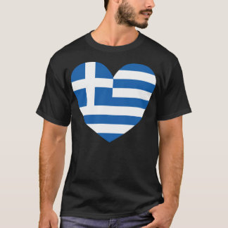 Greek Pride Flag Love Heart T Shirt