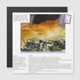 GREEK Spinach Paj Magnetic Recipe-vykort Magnetisk Inbjudningskort