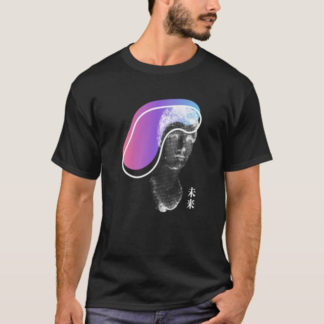 Greek Statue Artsy Vaporwave Retrowave Kanji T Shirt (Framsida)