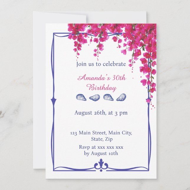 Greek Vibes Birthday Inbjudningar (Framsida)