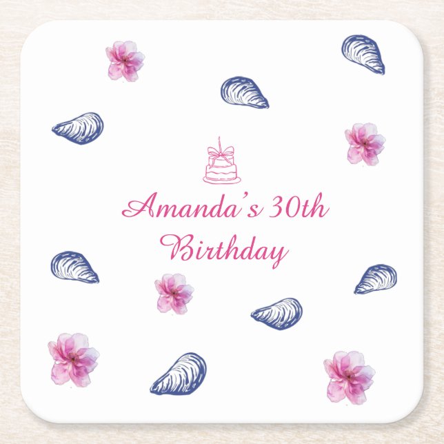 Greek Vibes Birthday Underlägg Papper Kvadrat (Framsidan)