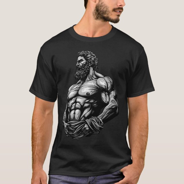 Greek Warrior Bodybuilding Gym Muscles Fitness  T Shirt (Framsida)