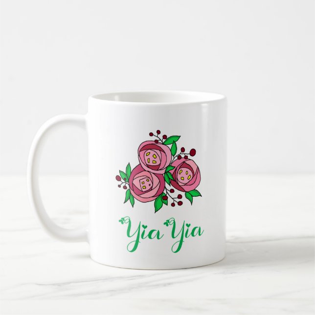 Greek YiaYia Mug with Roses Kaffemugg (Vänster)