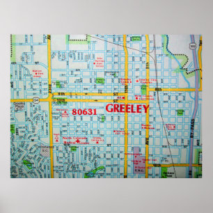 Greeley affisch för CO-vintagekarta