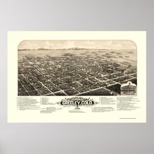 Greeley panorama- karta för CO - 1882 Poster