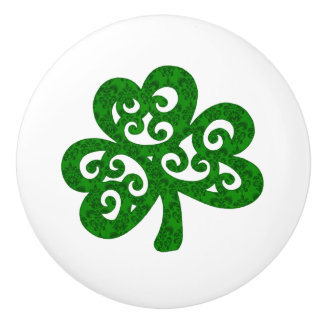 Greem Shamrock Designer Ceramic Knob Knopp