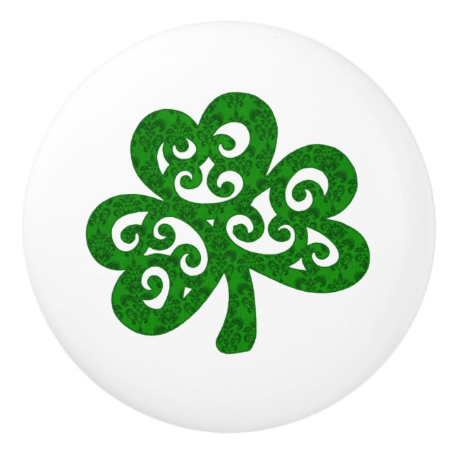 Greem Shamrock Designer Ceramic Knob Knopp (Framsidan)