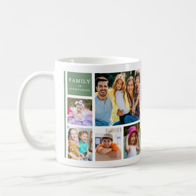 Green 12 Family Photo Collage Quote Monogrammed   Kaffemugg (Vänster)