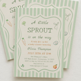 Green A Little Sprout Baby Shower Inbjudningar