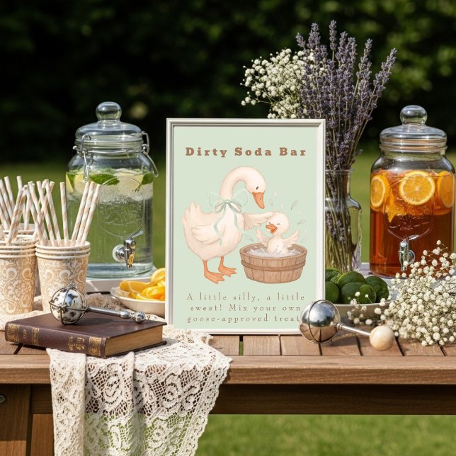 Green A Silly Goose Dirty Soda Bar Sign Inbjudningar (Green A Silly Goose Dirty Soda Bar Sign )