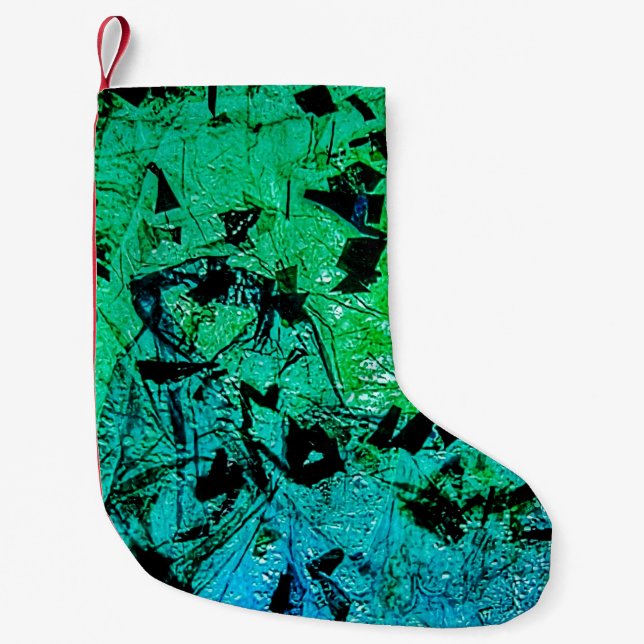 Green abstract christmas stocking,Sweet eco green  Liten Julstrumpa (Framsidan)