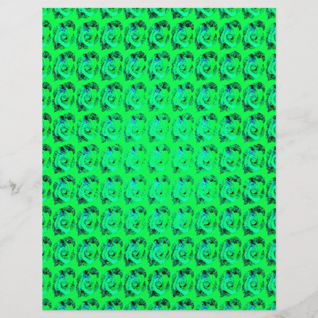 Green Abstract Roses Bulk Scrapbook Paper Pages Reklamblad (Framsidan)