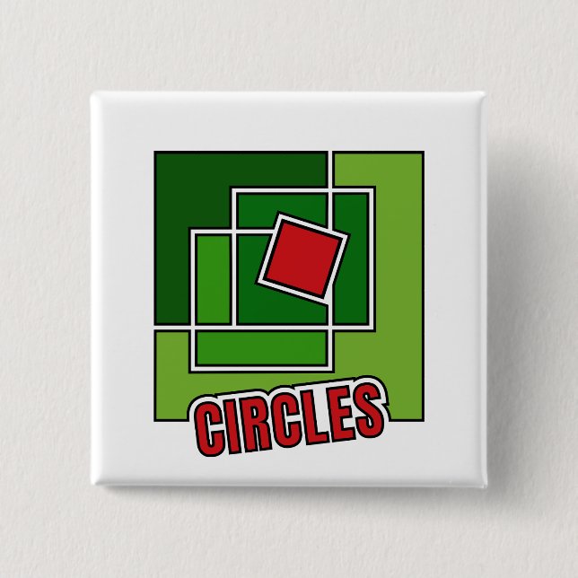 Green Abstraction with Twisted Red Square Knapp (Framsida)