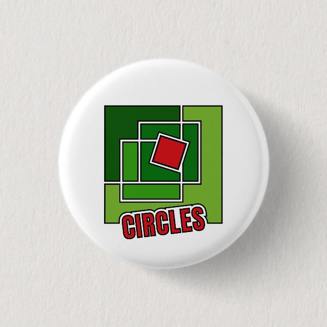 Green Abstraction with Twisted Red Square Knapp (Framsida)