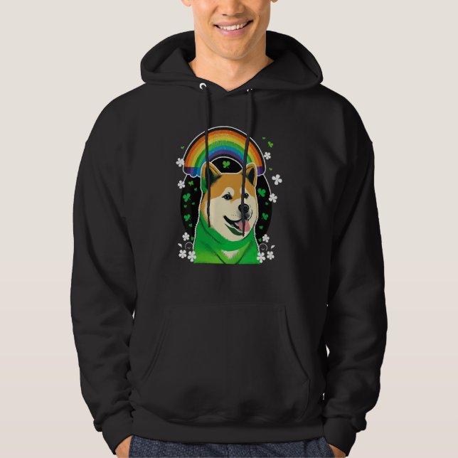 Green Akita Inu shamrock on St Patricks Day Akita  Hoodie (Framsida)