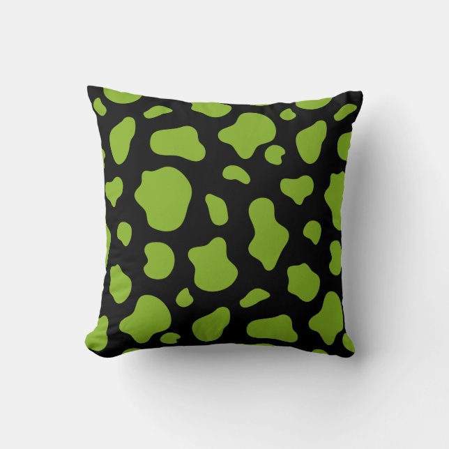 Green and black Cow Print Decorative Pillow Kudde (Framsida)