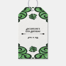 Green and Black Gated Rose Princess Birthday  Presentetikett