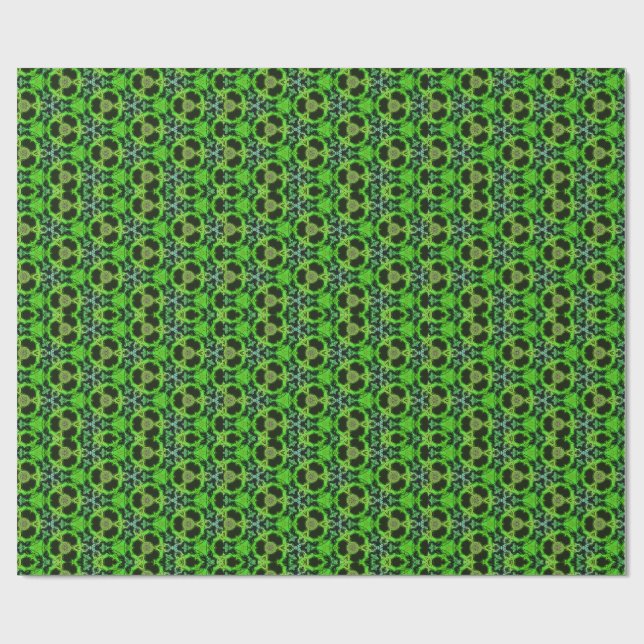 Green and black Kaleidoscope Fractal Pattern Presentpapper (Platt)