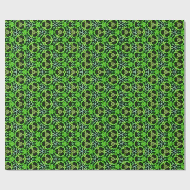 Green and black Kaleidoscope Fractal Pattern Presentpapper (Platt)
