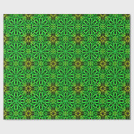 Green and black Kaleidoscope Fractal Pattern Presentpapper