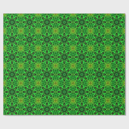 Green and black Kaleidoscope Fractal Pattern Presentpapper