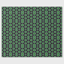 Green and black Kaleidoscope Fractal Pattern Presentpapper