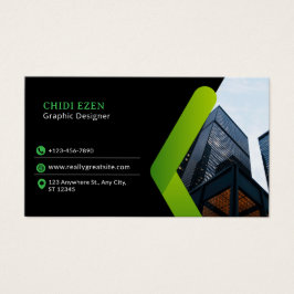 Green and Black Minimalist Modern Business Card Visitkort