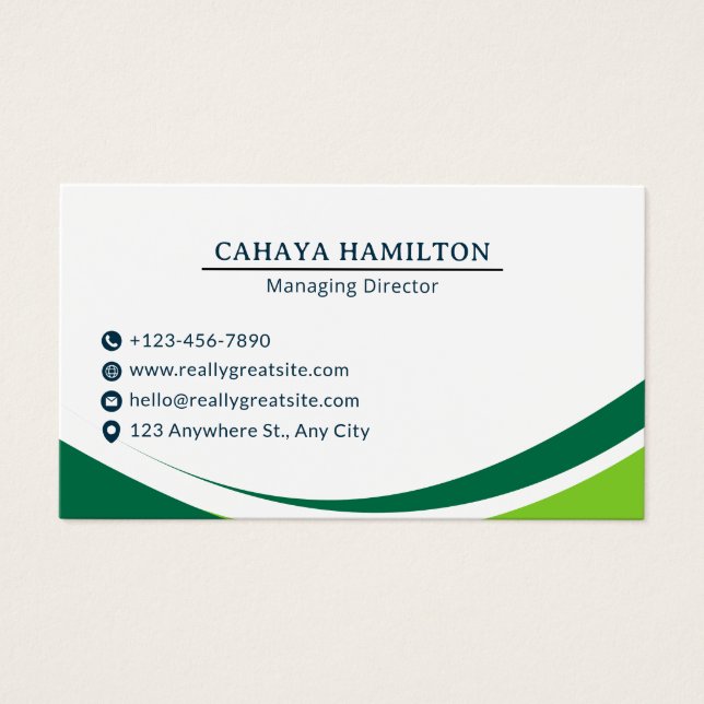 Green and Black Simple Minimalist Business Card Visitkort (Framsidan)