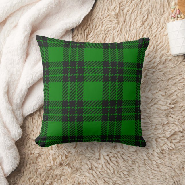 Green and Black Tartan Plaid Pattern Kudde (Filt)