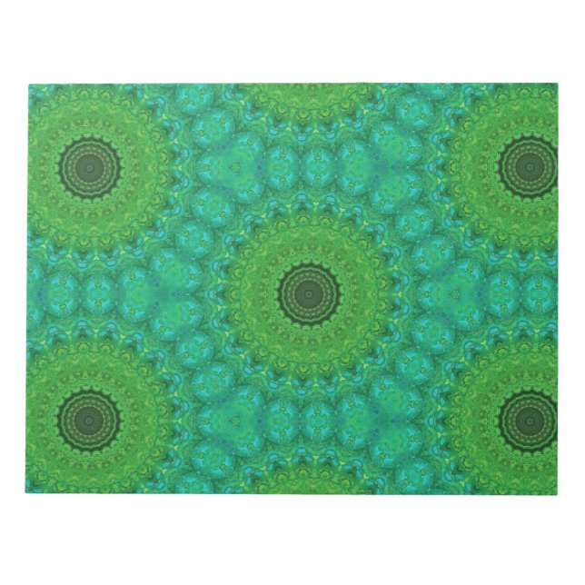 Green and Blue Circular Pattern Notepad Anteckningsblock (Framsida)
