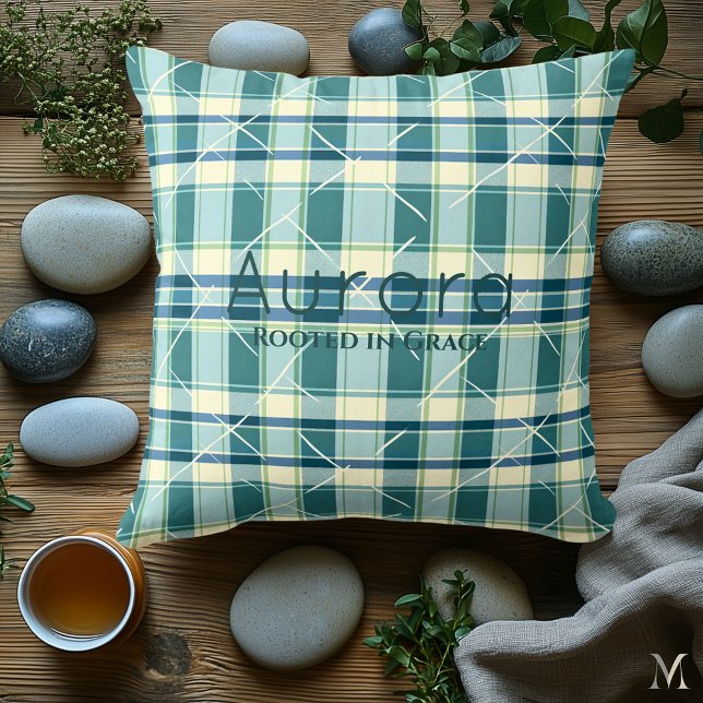 Green and Blue Plaid | Custom Rustic Home Decor Kudde (Skapare uppladdad)